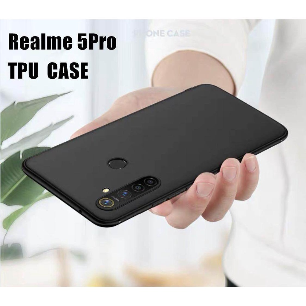 เคส Realme 5 Pro สำหรับเรียลมี ซิลิโคนสีดำ กันกระแทก นิ่ม TPU Case