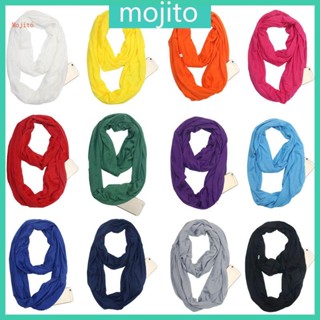 Mojito ผ้าพันคอ มีซิปซ่อน 180x50 ซม. 12 สี สําหรับผู้ชาย ผู้หญิง เหมาะกับฤดูหนาว