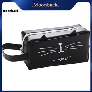 &lt;moonback&gt; กระเป๋าดินสอ พกพาง่าย ลายแมวน่ารัก ใช้ประจําวัน สําหรับใส่เครื่องเขียน ปากกา ไม้บรรทัด ยางลบ พร้อมที่จับ