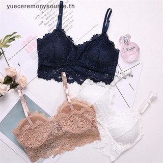 【ขายดีที่สุด】ผู้หญิง สีดํา ลูกไม้ ดอกไม้ ตัดแต่ง Bralette เสื้อครอป ดันทรง ชุดชั้นใน ~