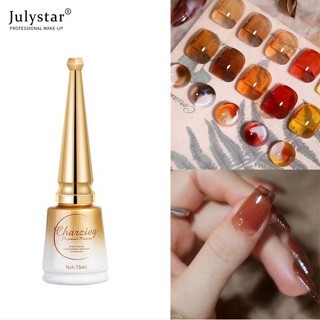 JULYSTAR Charzieg 8 สียาทาเล็บเจลสำหรับฤดูใบไม้ร่วง/ฤดูหนาวน้ำแข็งสีเหลืองอำพันใสไล่ระดับสีสีน้ำตาลคาราเมลสีทาเล็บติดทนนานสำหรับร้านทำเล็บมืออาชีพ