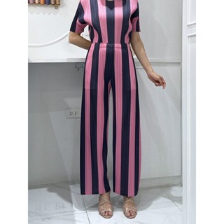 2MUAY รุ่น GJO3885 กางเกงผู้หญิง กางเกงพลีทคุณภาพ TWO TONE STRIPED PLEAT PANT 4 สี FREE SIZE