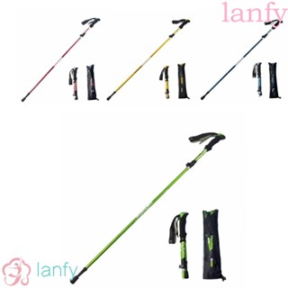 Lanfy ไม้เท้าเดินป่า พับได้ 5 ส่วน แบบพกพา ออกแบบตามสรีรศาสตร์ อเนกประสงค์ อุปกรณ์เสริม สําหรับเดินทาง เดินป่า กลางแจ้ง