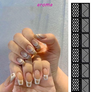 Aroma สติกเกอร์แม่แบบ ลายหัวใจ สไตล์ฝรั่งเศส สําหรับตกแต่งเล็บ DIY