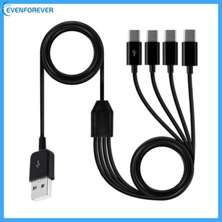 Ev สายชาร์จ USB หลายช่อง 4 In 1 สายชาร์จโทรศัพท์หลายเครื่อง USB C สายเคเบิลหลายเส้น พร้อมพอร์ต Type C สําหรับโทรศัพท์ แท็บเล็ต