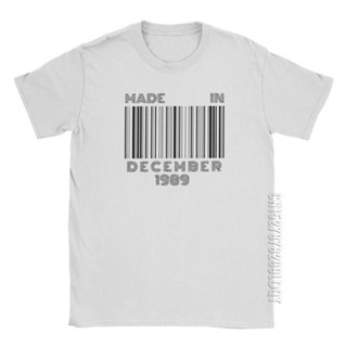 Made In December 1989 T-Shirt Born Barcode 30th Birthday Gift Man T Shirt Awesome Cotton Short Sleeves Basic Tees Plus S