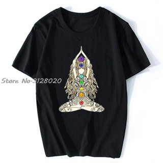 YNเสื้อคนอ้วน โยคะจักระ Meditatie Mannen สนุก Zon Mandala อารมณ์ขันเสื้อยืด Mannen Katoenen เสื้อยืด Tees ท็อปส์ Vrouwen