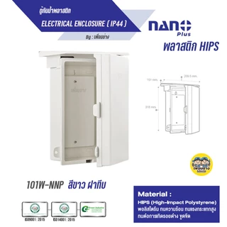 ตู้กันฝน ตู้กันน้ำ Nano สีขาวมีหลังคา ฝาทึบ101W และ ฝาใส 101CW