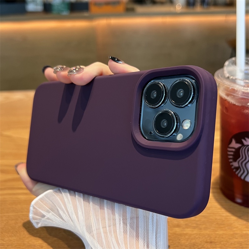 เคสโทรศัพท์มือถือ ซิลิโคนนิ่ม กันกระแทก สีพื้น สําหรับ Iphone 14 Pro Max 13 12 11 Pro Max