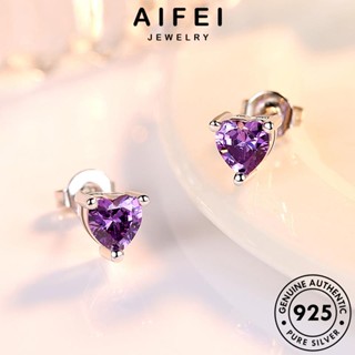 AIFEI JEWELRY เครื่องประดับ ต่างหู หนีบ ห่วง ต้นฉบับ ตุ้มหู รักบุคลิกภาพ ผู้หญิง เครื่องประดับ Silver แท้ เกาหลี แฟชั่น เงิน คริสตัลเพชรสีชมพู 925 E90