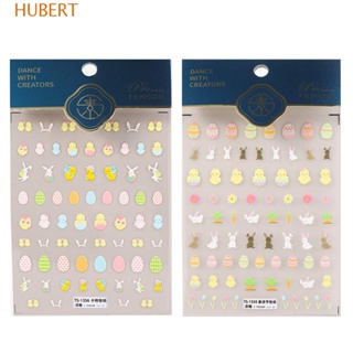 Hubert สติกเกอร์ติดเล็บ ลายไข่อีสเตอร์ ไก่ กระต่ายน่ารัก มีกาวในตัว อุปกรณ์เสริม สําหรับฟาร์มอีสเตอร์