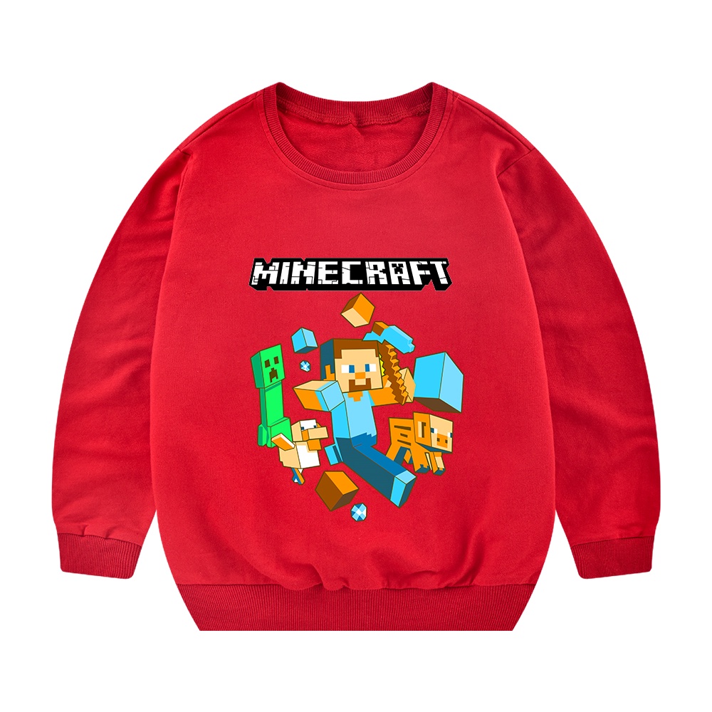 ใหม่ เสื้อกันหนาวลําลอง แขนยาว คอกลม ลาย Minecraft แฟชั่นฤดูใบไม้ผลิ สําหรับเด็กผู้ชาย และเด็กผู้หญิง 20232