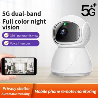 กล้องวงจรปิดไร้สาย 2.4G 5G Dual Band WiFi Pan Tilt 1080P ตรวจจับการเคลื่อนไหว PTZ มองเห็นที่มืด สองทาง