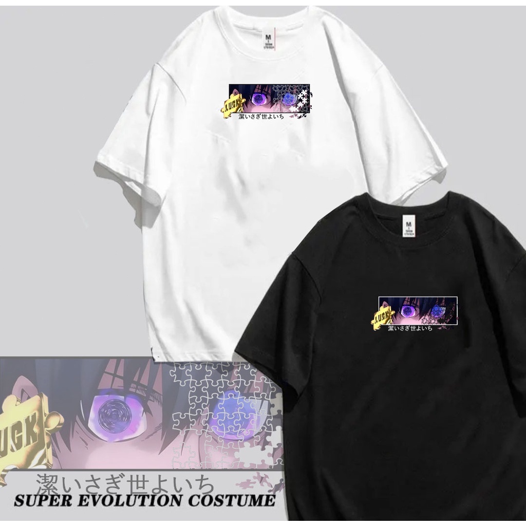 JUT✶เสื้อเชิ้ต Blue Lock Anime Isagi สำหรับผู้ชายและผู้หญิง เสื้อยืดสีดำ