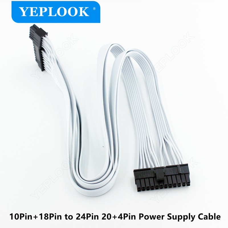 10Pin + 18Pin ถึง 24Pin 20 + 4Pin สายไฟ Sleeved สําหรับ Corsair RM750x RM850x RM1000i แหล่งจ่ายไฟสีข