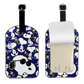 ป้ายแท็กกระเป๋าเดินทาง หนัง PU ทรงกลม ลายการ์ตูน Snoopy สําหรับผู้ชาย และผู้หญิง 1 ชิ้น