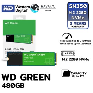 COINSคืน15%⚡FB9JMZV6⚡ WD SSD 480GB M.2 PCIE GREEN SN350 NVME WDS480G2G0C รับประกัน 3ปี