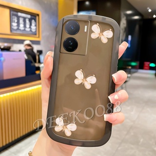 เคสโทรศัพท์มือถือนิ่ม กันตก ลายผีเสื้อน่ารัก 3D สําหรับ VIVO iQOO Z7x Z7 V27 V27e X90 Pro Y02A 5G 4G IQOOZ7X VIVOV27 V27Pro