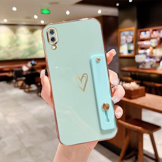 เคสโทรศัพท์ซิลิโคน กันกระแทก ลายหัวใจ หรูหรา พร้อมขาตั้ง สําหรับ Vivo Y91C Y1S 1820 1929