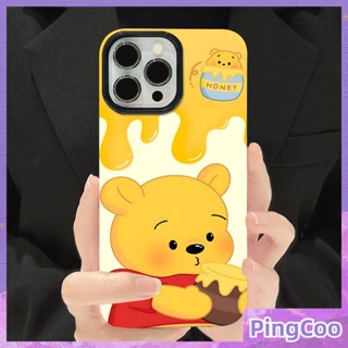 PingCoo - Candy Case For iPhone 14 13 12 11 Plus Pro Max XR TPU Soft Glossy Black Case Cute Cartoon Bear Camera Protection Shockproof Back Cover