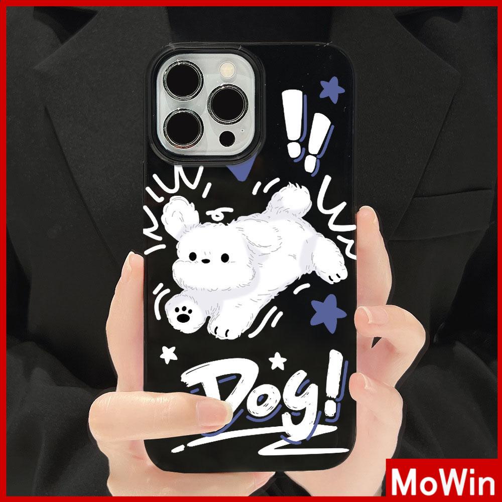 Mowin - เข้ากันได้สำหรับ 15 เคสไอโฟน11 เคส iphone 11 สำหรับ 14 Pro Max เคส iPhone สีดำเงา TPU เคสนิ่มกันกระแทกป้องกันกล้องน่ารักสุนัขเข้ากันได้กับ iPhone 13 Pro max 12 Pro Max 11 xr xs max 7Plus 8Plus