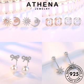 ATHENA JEWELRY ไข่มุก ต้นฉบับ มอยส์ซาไนท์ เพชร ต่างหู ผู้หญิง แฟชั่น 925 แท้ หนีบ ตุ้มหู เครื่องประดับ ห่วง เงิน เครื่องประดับ Silver เกาหลี M026