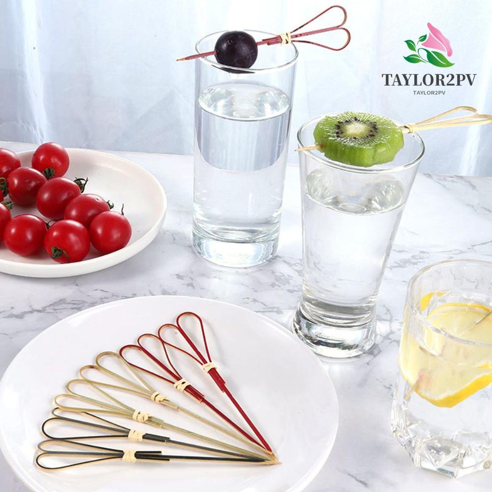 Taylor2pv ปิ๊กขนมขบเคี้ยว รูปกรรไกรไม้ไผ่ สําหรับตกแต่งค็อกเทล