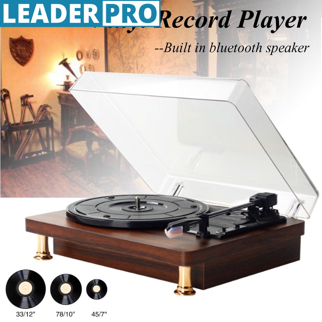 เครื่องเล่นเพลง เครื่องเล่นแผ่นเสียงไวนิล บลูทูธ สไตล์วินเทจ สําหรับ 33 45 78RPM Record