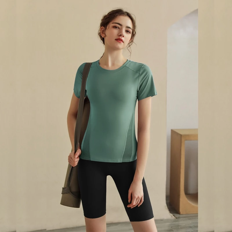เสื้อยืดแขนสั้น เหมาะกับใส่ออกกําลังกาย เล่นโยคะ วิ่ง สําหรับผู้หญิง thumbnail 4