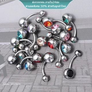 🇹🇭 ❤️️จิวสะดือสแตนเลสแท้ จิวหูสแตนเลสแท้ ❤️️(NV. 2CZ)❤️️ Korean earring navel CZ Stainless Steel ascessories