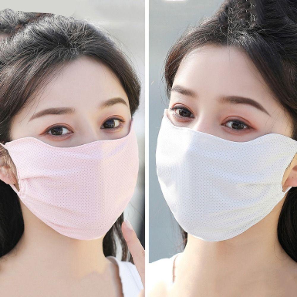 Somedayzl หน้ากากผ้าเรยอน ตกปลา กีฬา ขี่รถ ตาข่าย ป้องกันแสงแดด ฤดูร้อน สีพื้น สําหรับผู้หญิง สําหรับเด็กผู้หญิง หน้ากากกันแดด