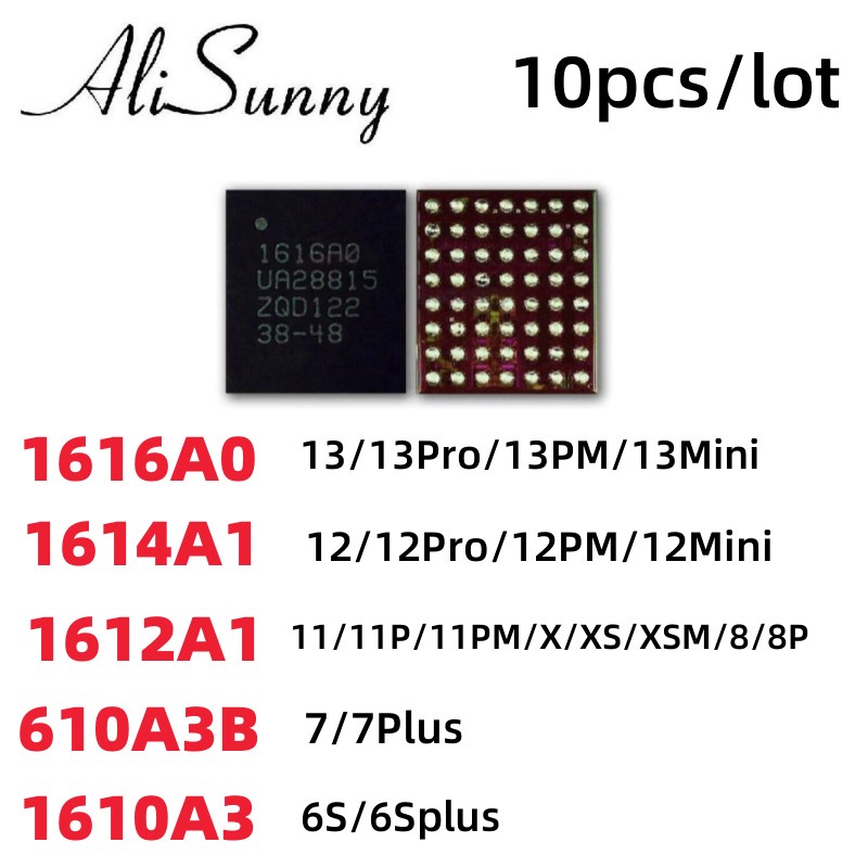 10pcs USB Tristar U2 USB IC ชิปสําหรับ iphone 11 12 13 Pro Max X XS 7 8 Plus Mini 1616A0 1614A1 1612