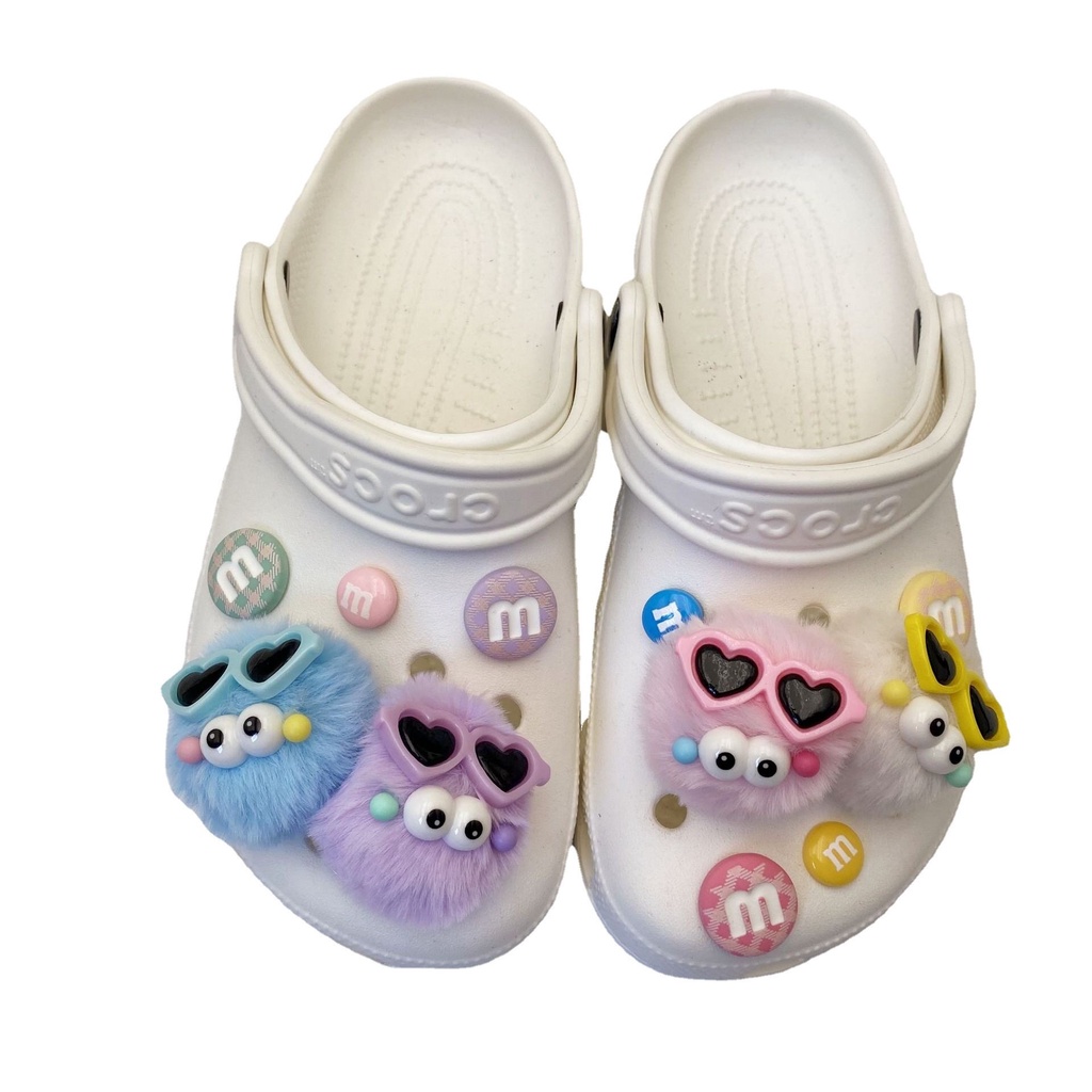 Crocs Jibbitz จี้ลูกบอลขนเฟอร์ 3D ถอดออกได้ อุปกรณ์เสริม สําหรับรองเท้า Crocs DIY