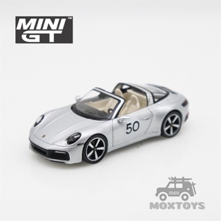 โมเดลรถยนต์ MINI GT 1:64 911 Targe 4S Heritage Design Edition GT Silver Metallic LHD Diecast ของเล่นสําหรับเด็ก