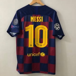 เสื้อกีฬาแขนสั้น ลายทีมชาติฟุตบอล MESSI Ansu Fati Barcelona ชุดเหย้า สําหรับผู้ชาย 19 20