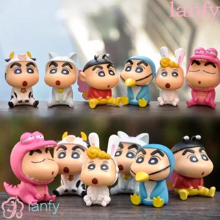 SHINCHAN Lanfy ตุ๊กตาฟิกเกอร์รูปการ์ตูนจระเข้ 6 ชิ้น