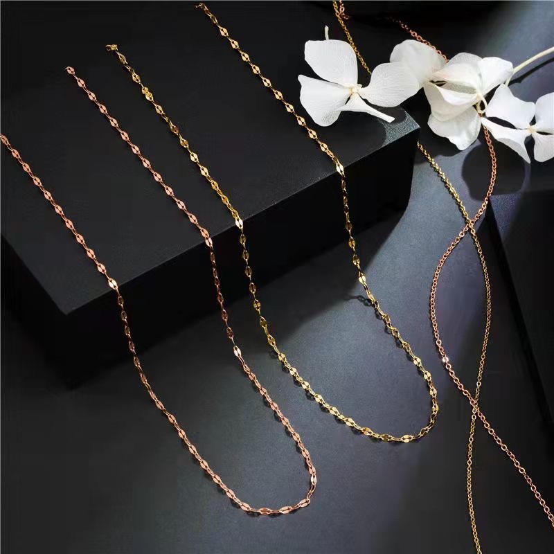 สร้อยคอโซ่ เหล็กไทเทเนียม ชุบทอง 18K หรูหรา diy - รูปที่ 4