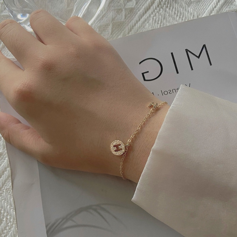 พร้อมส่งจากไทย ปรับขนาดได้ สร้อยข้อมือจี้ตัวอักษร H ประดับเพชร หรูหรา ระดับไฮเอนด์  แฟชั่นสําหรับผู้หญิง ราคาถูก B87