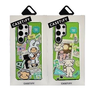 CASETIFY เคสโทรศัพท์มือถือแบบนิ่ม TPU ใส กันกระแทก ลายกลิตเตอร์ พร้อมกล่องบรรจุ【สติกเกอร์ชีสบัตเตอร์】สีเขียว สําหรับ Samsung Galaxy S23 Ultra Plus S22 Ultra