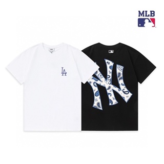 MLB เสื้อยืดแขนสั้นลําลอง ผ้าฝ้าย ปักลายดอกมะม่วงหิมพานต์ แฟชั่นสําหรับผู้ชาย และผู้หญิง