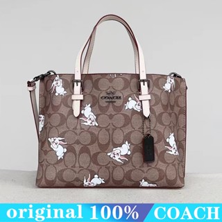 COACH cg302 mollie Tote กระเป๋าสะพายผู้หญิง/ซิปเดี่ยว/กระเป๋าหนังวัวแบบพกพา/แฟชั่นคลาสสิก