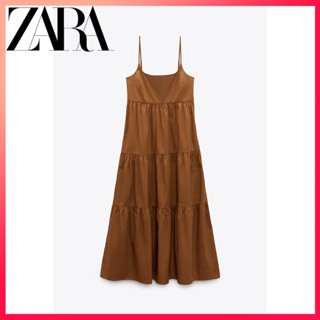 Zara ใหม่ ชุดมิดี้เดรส คอปก ทรงตรง แบบบาง สําหรับผู้หญิง