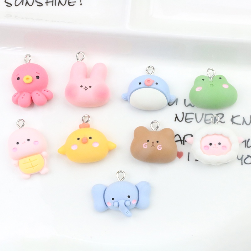 อุปกรณ์เสริมเครื่องประดับ diy เรซิ่นการ์ตูนสัตว์ปลาหมึกกบปลาโลมาไก่สีเหลืองขนาดเล็กกระต่ายเต่าขนาดเล็กจี้