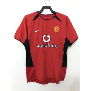 เสื้อกีฬาแขนสั้น ลายทีมชาติฟุตบอล Manchester United 02-04 ชุดเหย้า สไตล์เรโทร แห้งเร็ว สําหรับผู้ชาย ไซซ์ S-XXL