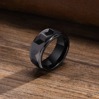 Vnox แหวนแต่งงาน ทังสเตนอัลลอย โลหะ สีดํา 8 มม. แฟชั่น สําหรับผู้ชาย