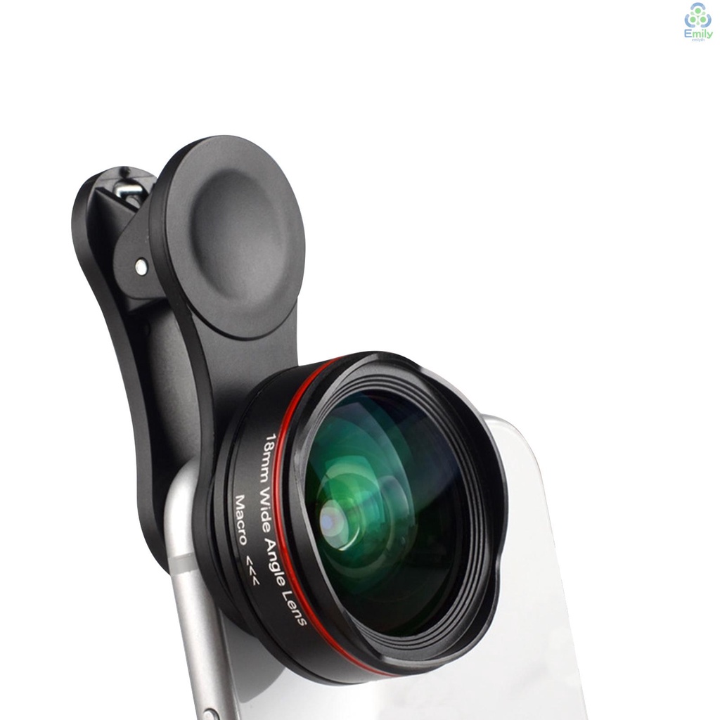 เลนส์กล้องสมาร์ทโฟน 5K Ultra HD 18 มม. 128 มม.° เลนส์มาโครมุมกว้าง 15X ไม่ผิดเพี้ยน พร้อมคลิปสากล เข้าได้กับสมาร์ทโฟน iPhone Samsung Huawei [19] [มาใหม่]