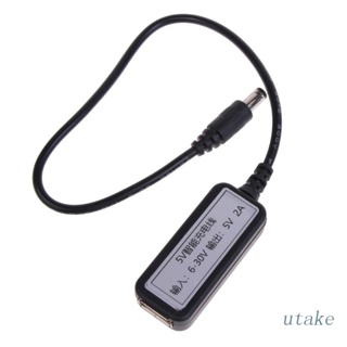 Utakee อะแดปเตอร์ชาร์จ USB DC5521 เป็น USB 6V-30V อินพุต 5V2A เอาท์พุต สําหรับโทรศัพท์มือถือ แท็บเล็ต