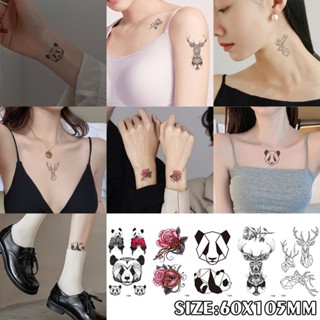 สติ๊กเกอร์แทททูสีดำ สติ๊กเกอร์แทททูกันน้ำ สัตว์บรรทัด หลากหลาย Tattoo Sticker 60*105มม