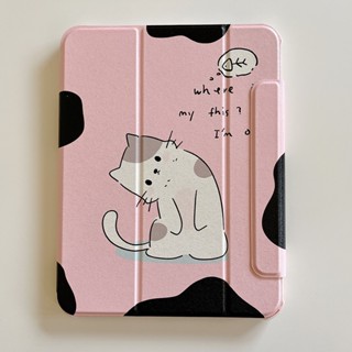 เคสอะคริลิคแข็ง ลายแมว สีชมพู ถอดออกได้ สําหรับ IPad 7 8 9 10 Air4 Air5 10.9 นิ้ว Pro11 2018 2020 2021 2022