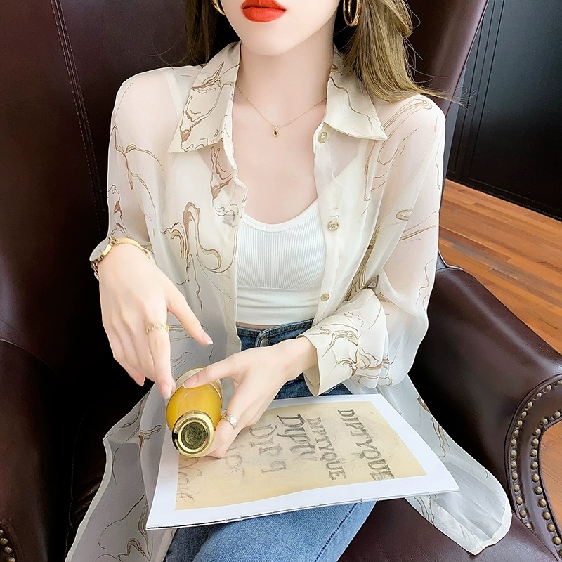 Dahong เสื้อเชิ้ตชีฟอง เสื้อเชิ้ตแขนยาว แฟชั่นเกาหลี W217